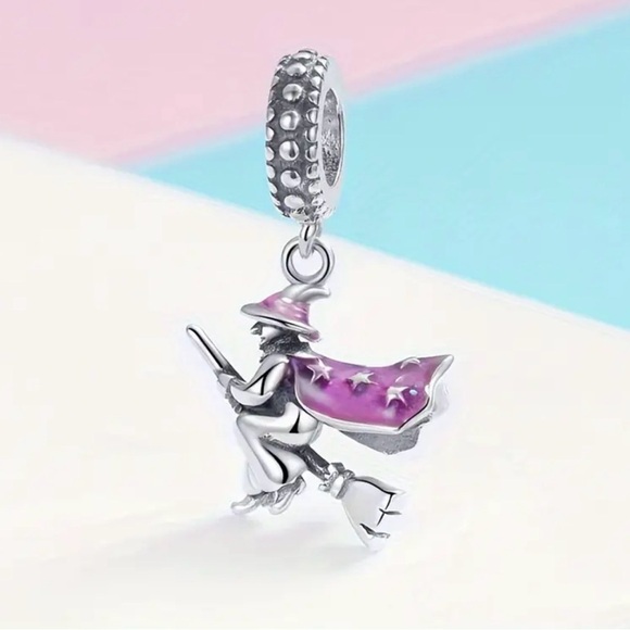 Silver Witch Charm with Red Accents - Picture 8 of 10